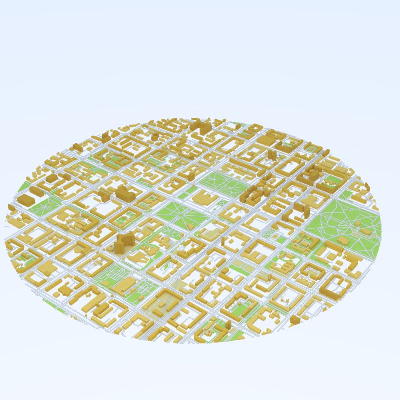 3D view of central Almaty